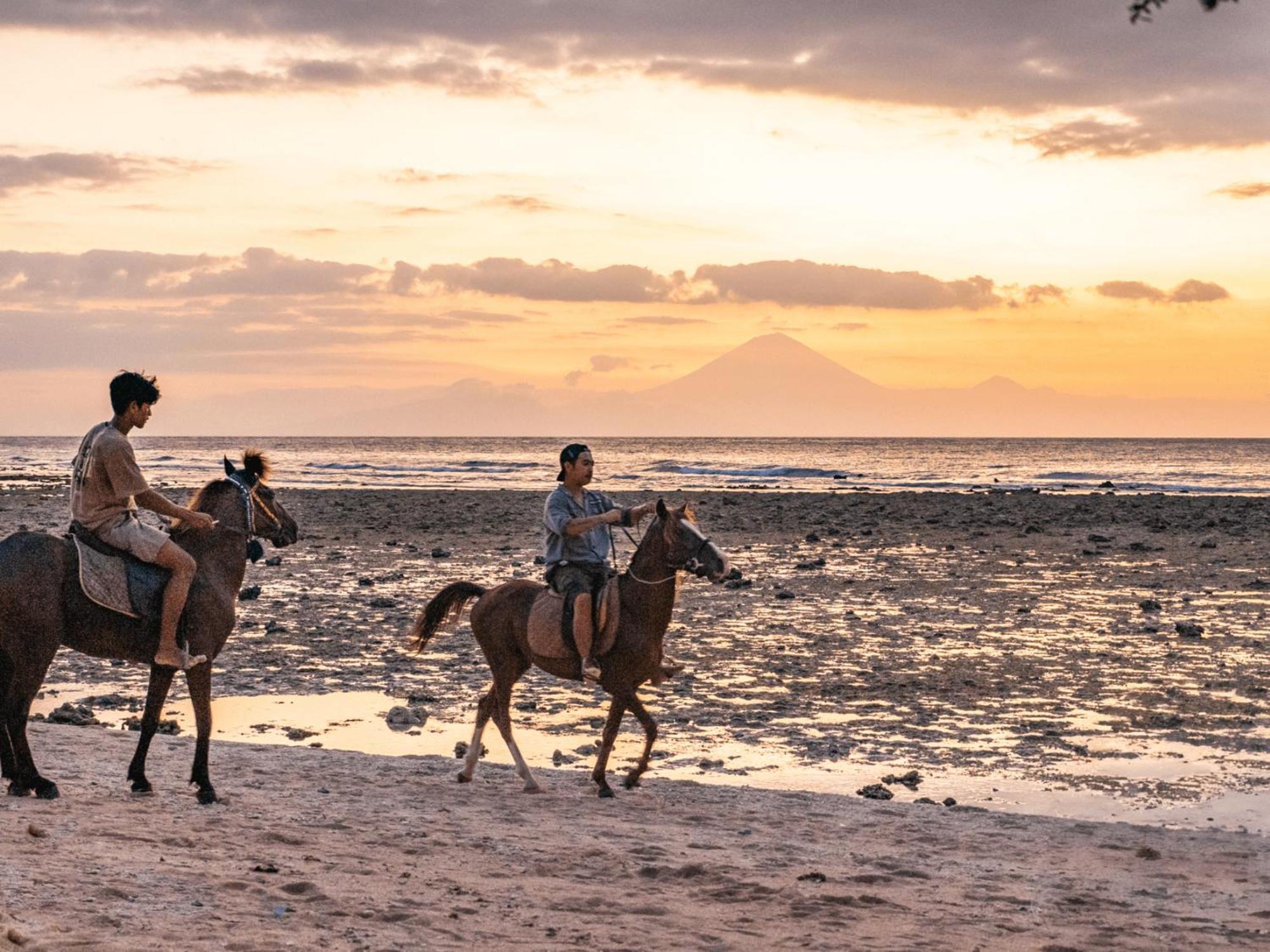 Mad Monkey Gili Trawangan Hostel Kültér fotó Horse riding at the beach
